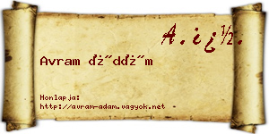 Avram Ádám névjegykártya