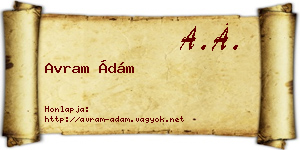 Avram Ádám névjegykártya